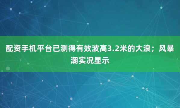 配资手机平台已测得有效波高3.2米的大浪；风暴潮实况显示